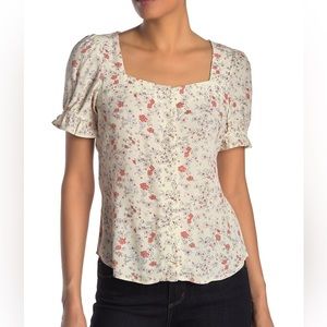Elodie Square Neck Button Down Top